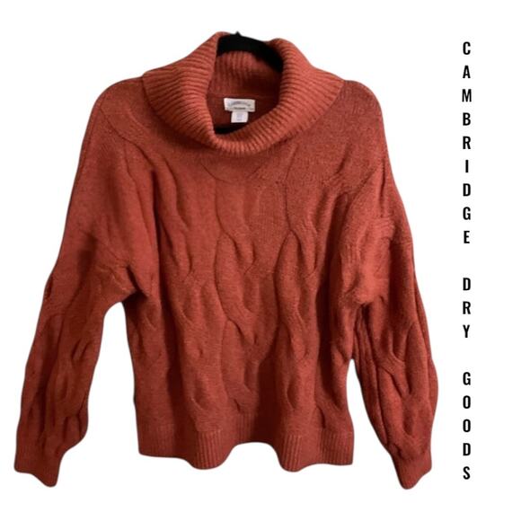 Cambridge Dry Goods Burnt Orange Cable Knit Cowl Neck Sweater Womens SZ XL - Picture 2 of 10